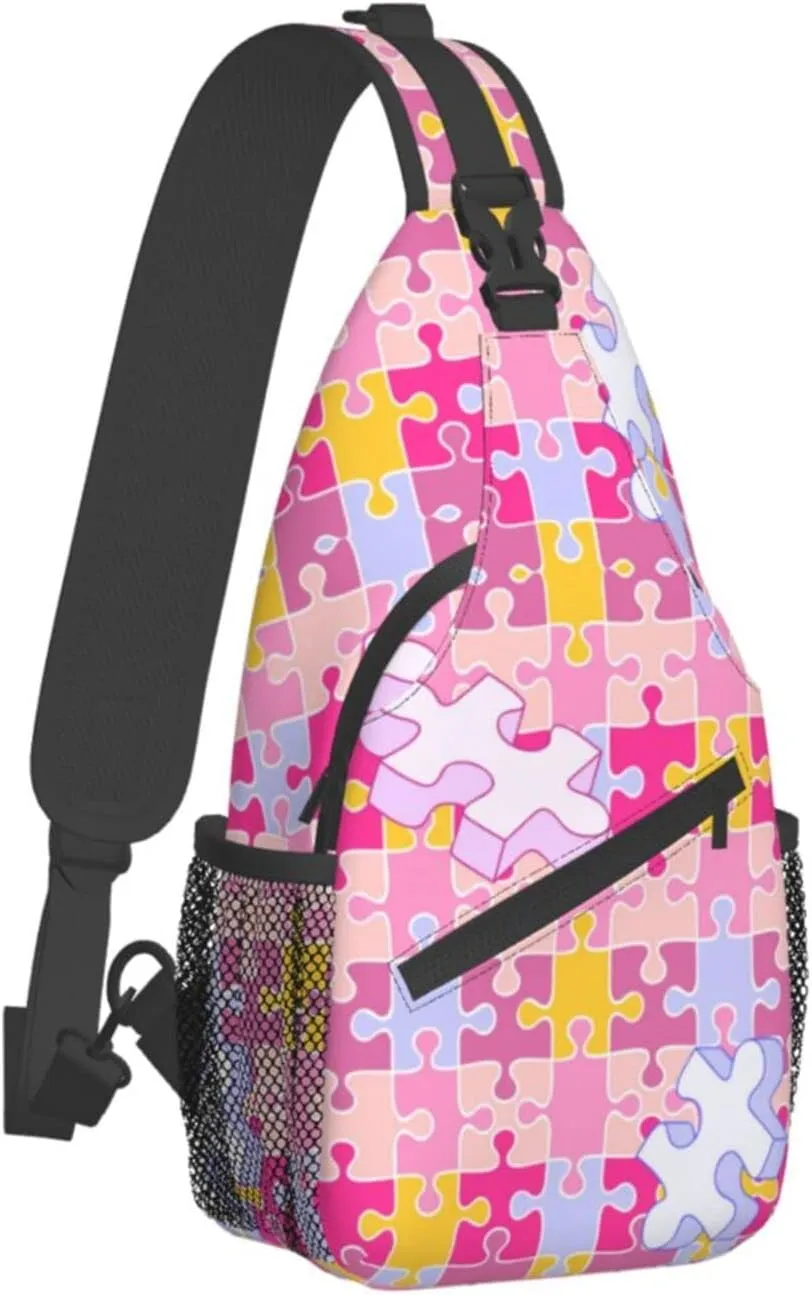 Autism Sling Bag for Women Men Autism Awareness Crossbody Sling Backpack Shoulder Chest Bag for Travel Hiking