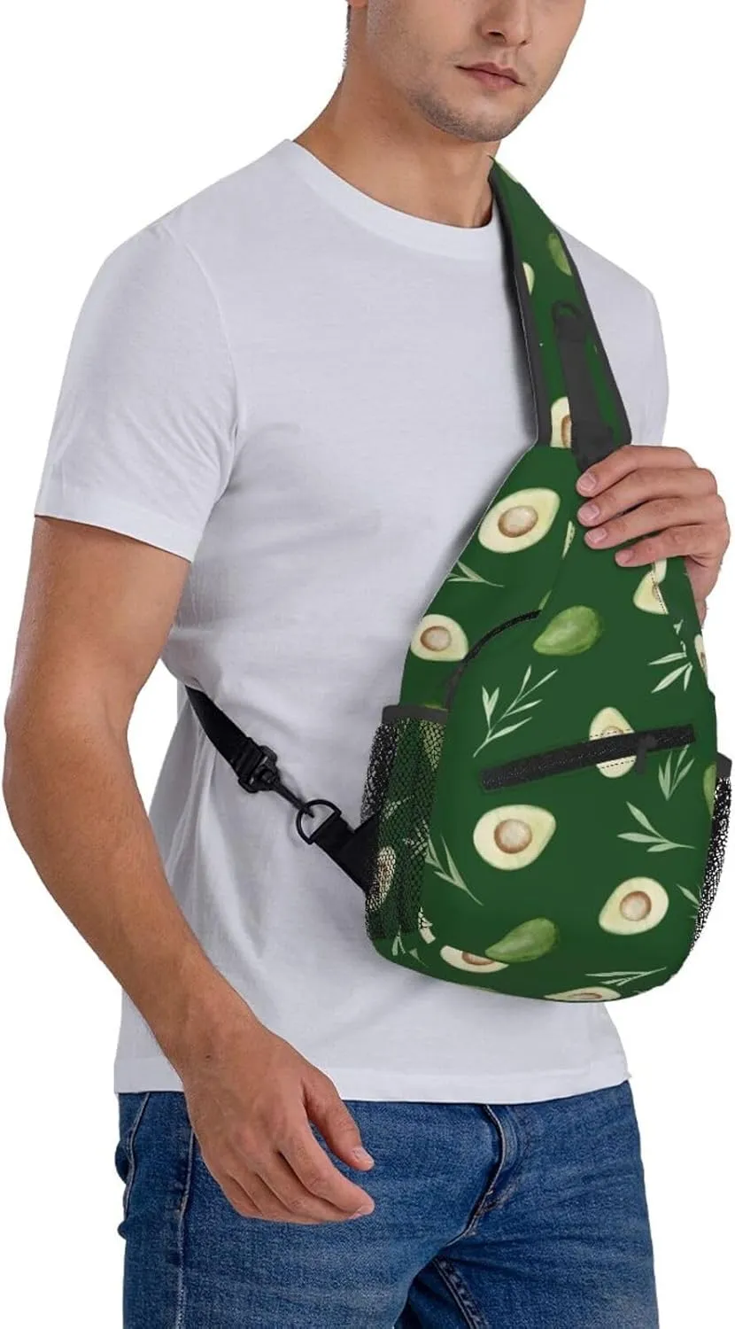 Avocados Crossbody Sling Backpack Sling Bag Adjustable Chest Shoulder Daypack For Women Men