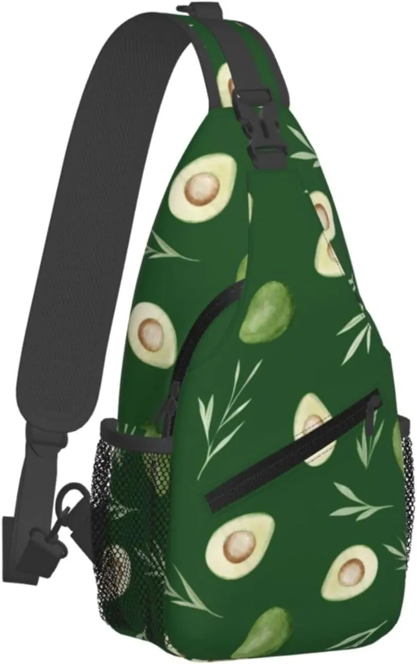 Avocados Crossbody Sling Backpack Sling Bag Adjustable Chest Shoulder Daypack For Women Men