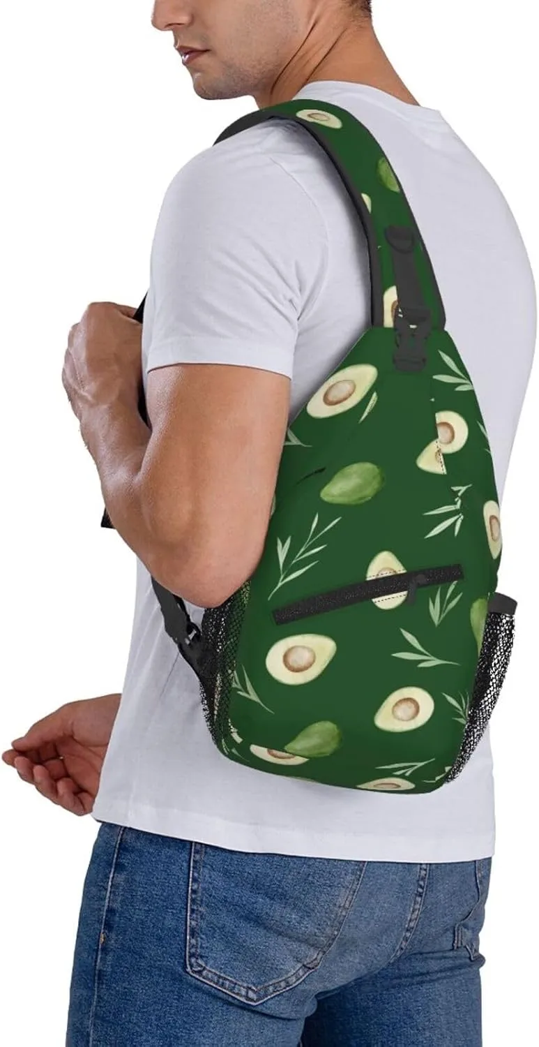 Avocados Crossbody Sling Backpack Sling Bag Adjustable Chest Shoulder Daypack For Women Men