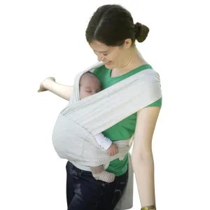 Baby Holder Wrap Carrier Newborn to Toddler - Adjustable Breathable Easy Wear Stretchable Cloth Babywearing - Ergonomic Soft Hands-Free Baby Wearing for Girl Boy to 50 Lbs - Light Gray