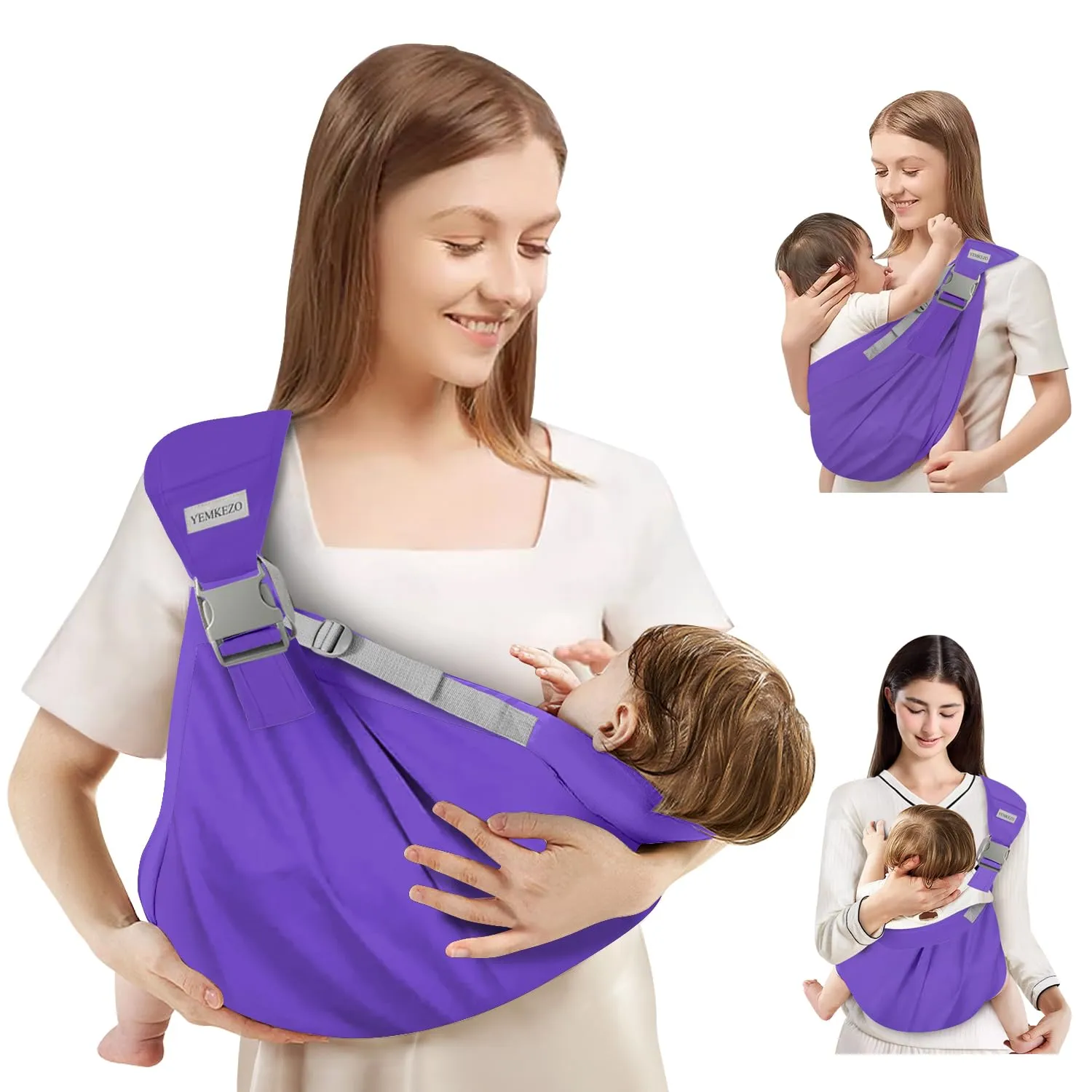 Baby Sling Carrier Newborn to Toddler,Updated Adjustable One Shoulder Labor-Saving Baby Holder Carrier,Tollder Sling Carrying 7-45 lbs(Blue-Purple)