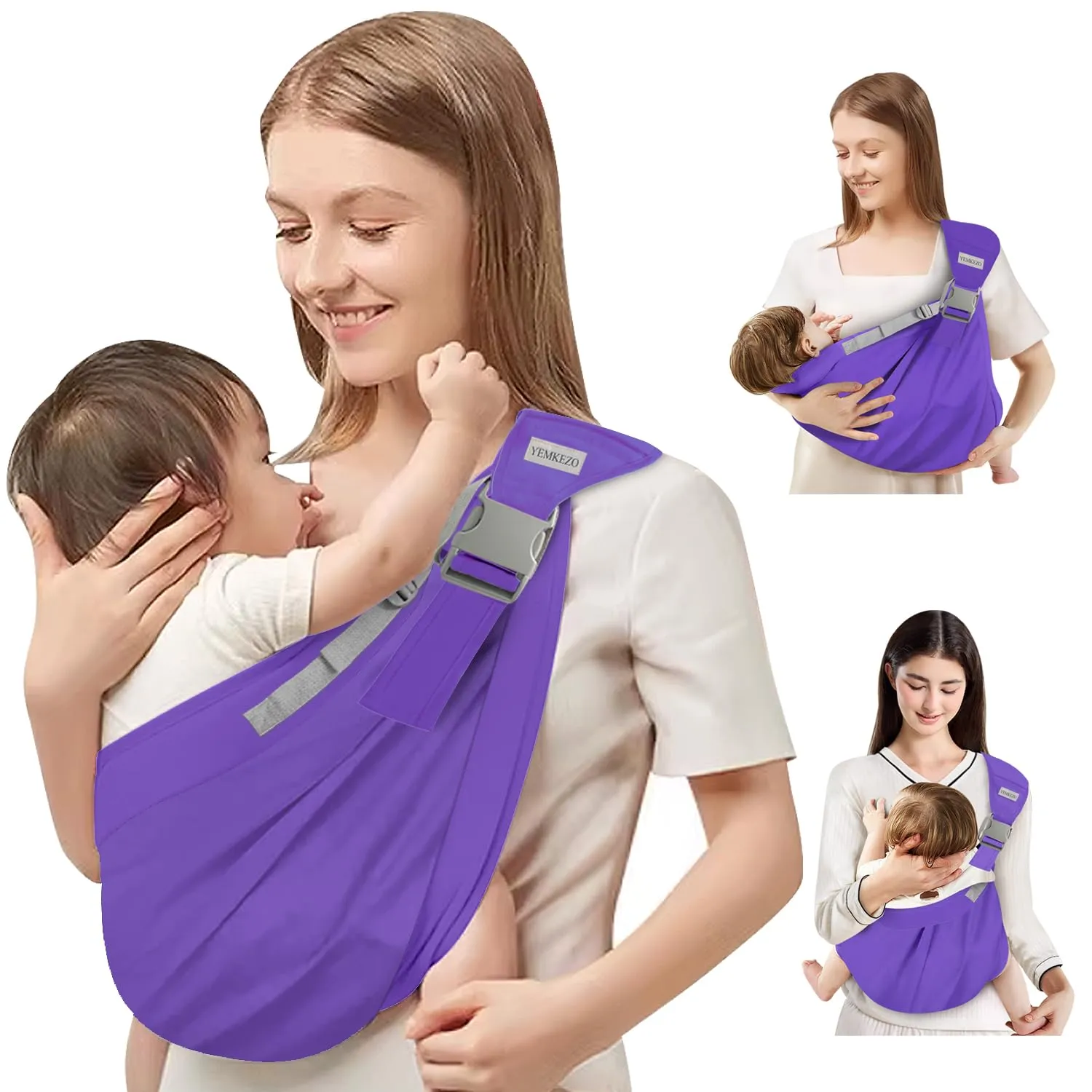 Baby Sling Carrier Newborn to Toddler,Updated Adjustable One Shoulder Labor-Saving Baby Holder Carrier,Tollder Sling Carrying 7-45 lbs(Blue-Purple)