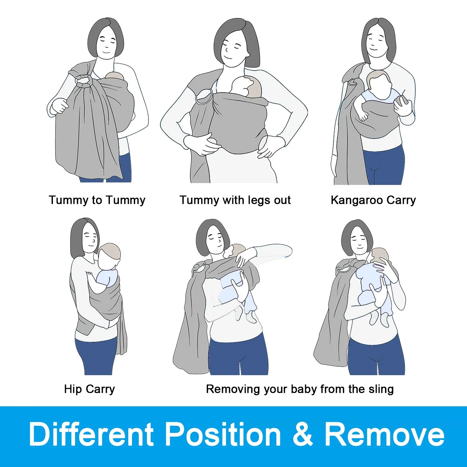 Baby Water Ring Sling Carrier | Lightweight Breathable Mesh Baby Wrap for Infant, Newborn, Kids and Toddlers | Perfect for Summer, Swimming, Pool, Beach | Great for Dad Too Blue