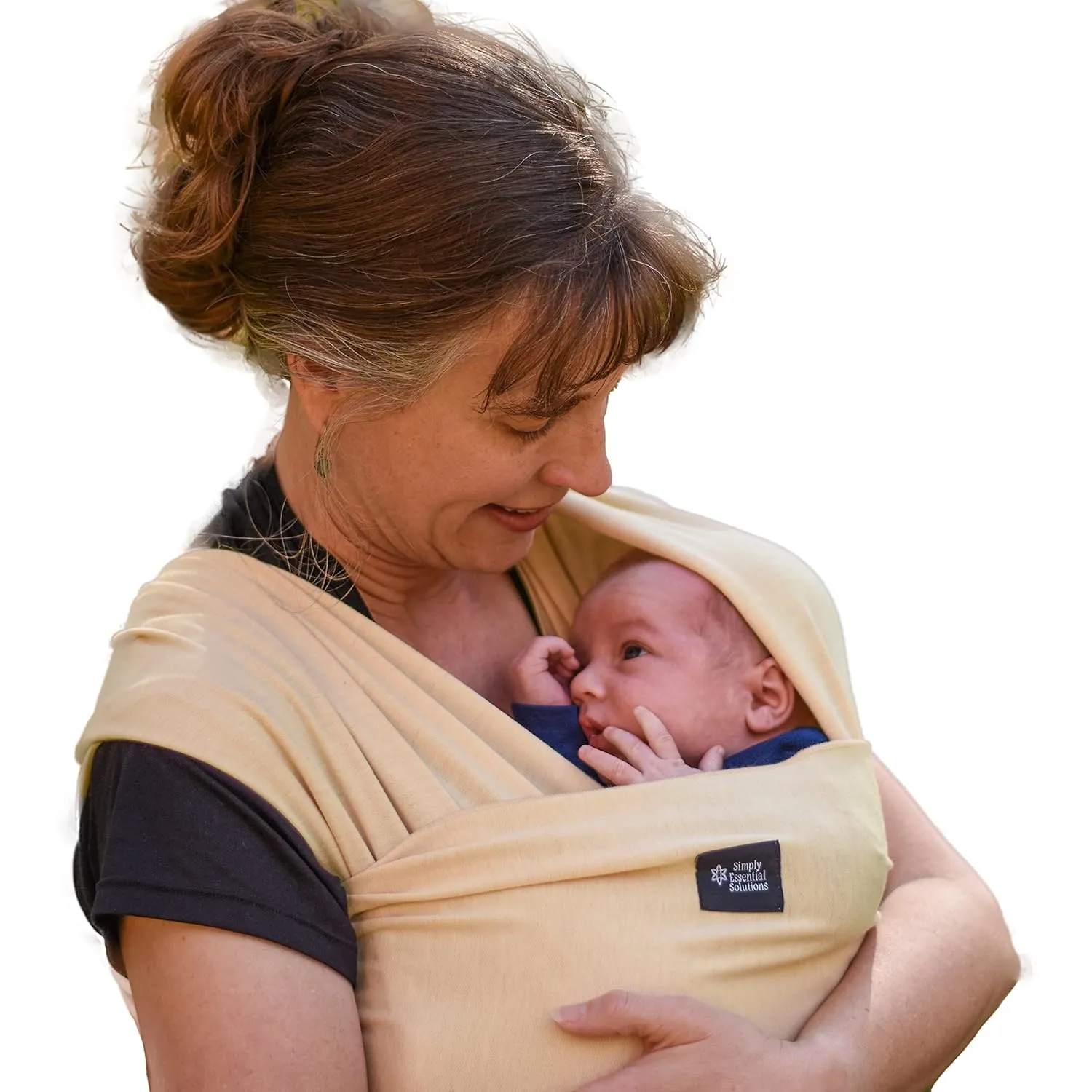 Baby Wrap Carrier Soft, Stretchy, Cotton Baby Wrap, Baby Sling, Nursing Cover Up for use with Newborn-Toddler: Evenly distributes Weight for More Comfortable Carrying (Cream)