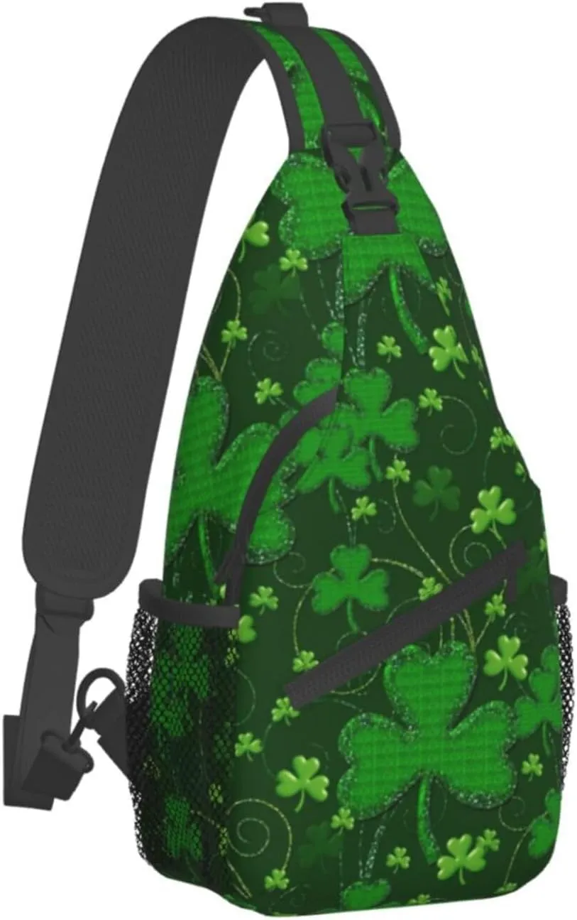 Background St Patrick'S Day Glitter Unisex Casual Diagonal Chest Bag,Multipurpose Crossbody Shoulder Bag Travel Hiking Daypack