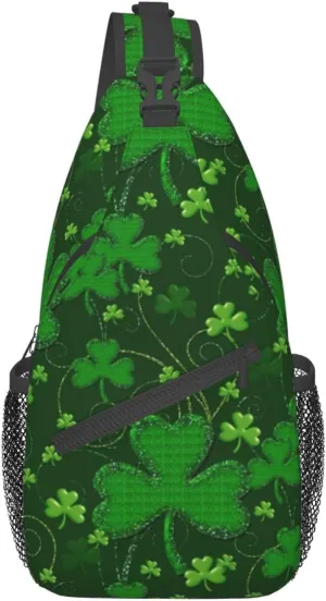 Background St Patrick'S Day Glitter Unisex Casual Diagonal Chest Bag,Multipurpose Crossbody Shoulder Bag Travel Hiking Daypack
