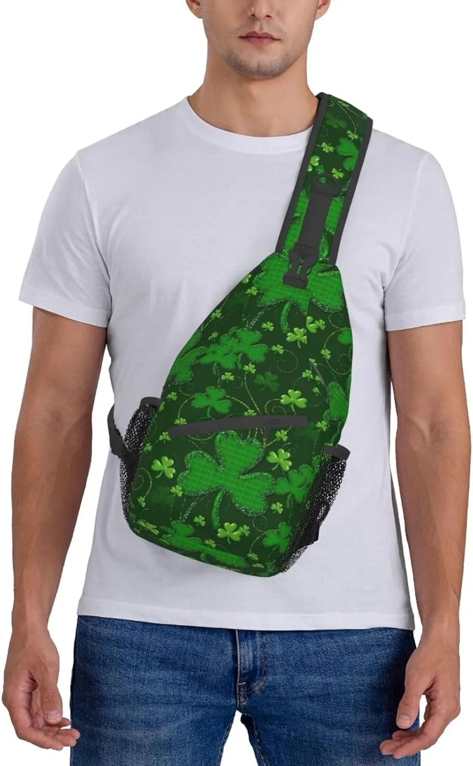 Background St Patrick'S Day Glitter Unisex Casual Diagonal Chest Bag,Multipurpose Crossbody Shoulder Bag Travel Hiking Daypack