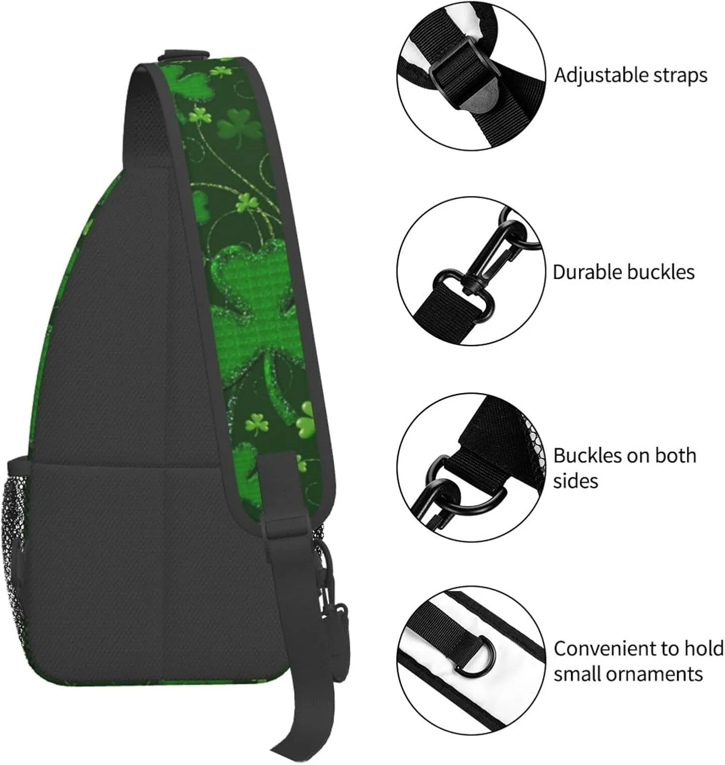 Background St Patrick'S Day Glitter Unisex Casual Diagonal Chest Bag,Multipurpose Crossbody Shoulder Bag Travel Hiking Daypack