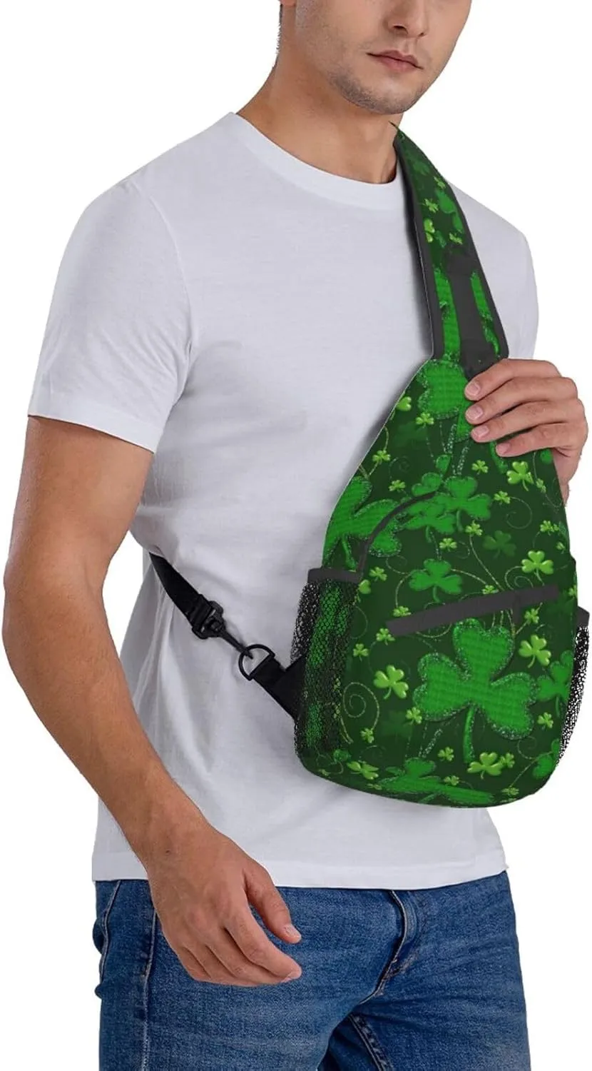 Background St Patrick'S Day Glitter Unisex Casual Diagonal Chest Bag,Multipurpose Crossbody Shoulder Bag Travel Hiking Daypack