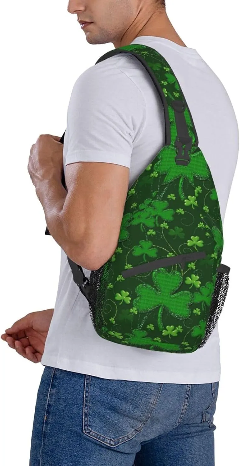 Background St Patrick'S Day Glitter Unisex Casual Diagonal Chest Bag,Multipurpose Crossbody Shoulder Bag Travel Hiking Daypack
