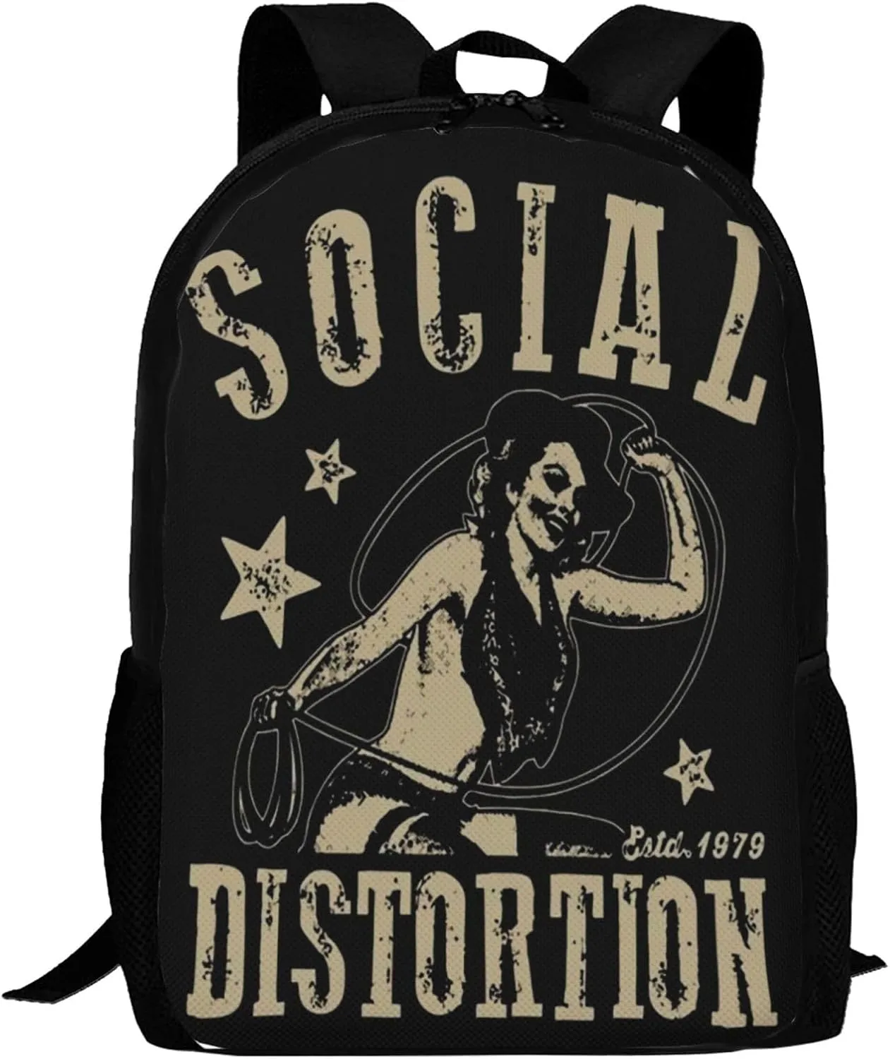 Backpacks Social Rock Distortion Band Double Shoulder Bag 15 Inchs Laptop Backpack for Camping Travle Work Hiking Women Men Gifts