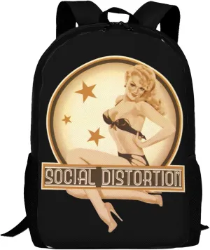 Backpacks Social Rock Distortion Band Double Shoulder Bag 15 Inchs Laptop Backpack for Camping Travle Work Hiking Women Men Gifts