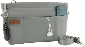 Bag Organizer Insert, Crossbody Bag, Tote Organizer Insert with Adjustable Bag Strap, Waterproof Nylon Purse Inserts (Gray, L)