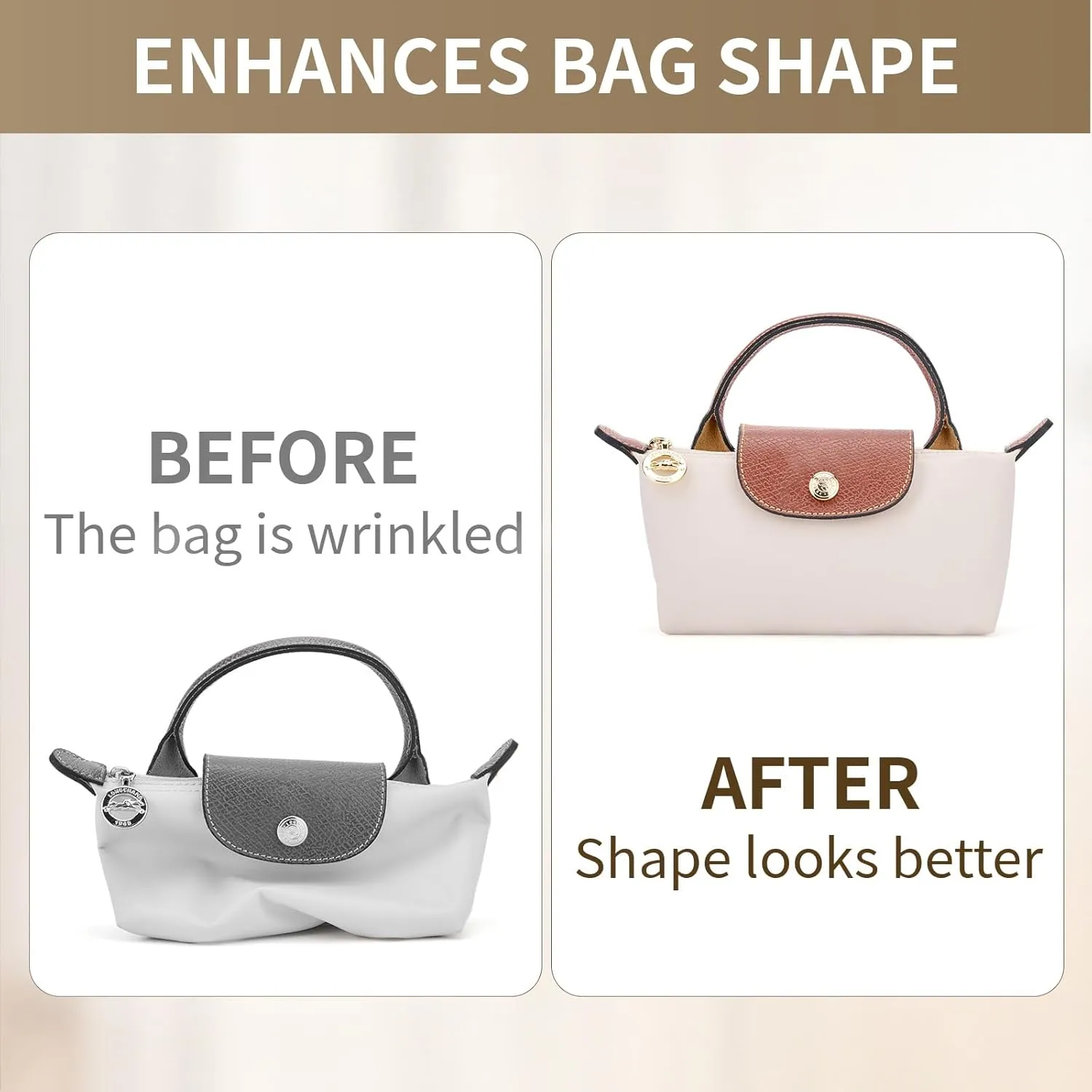 Bag Organizer Insert for Tote Bag, Felt Purse Organizer Handbag Backpack Compatible with Longchamp, Le Pliage, LV, Coach