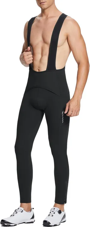 baleaf Men's Winter Cycling Bib Pants 4D Padded Thermal Water Resistant Bike Tights Cold Weather Warm Pockets