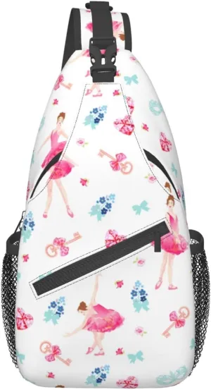 Ballerina Crossbody Bag Dancer Shoulder Bag Backpack Ballet Sling Bag Chest Casual Daypack for Outdoor