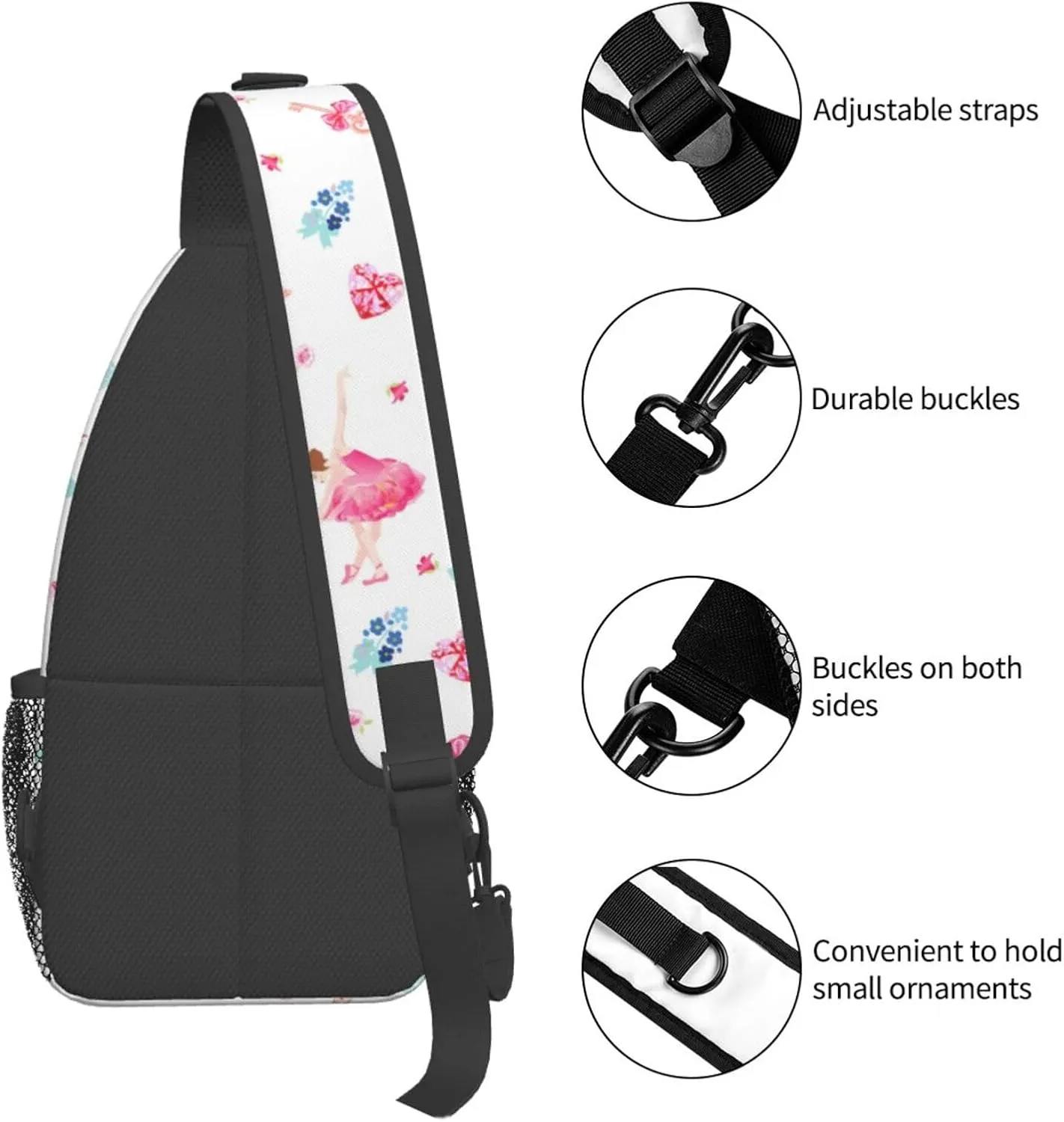 Ballerina Crossbody Bag Dancer Shoulder Bag Backpack Ballet Sling Bag Chest Casual Daypack for Outdoor