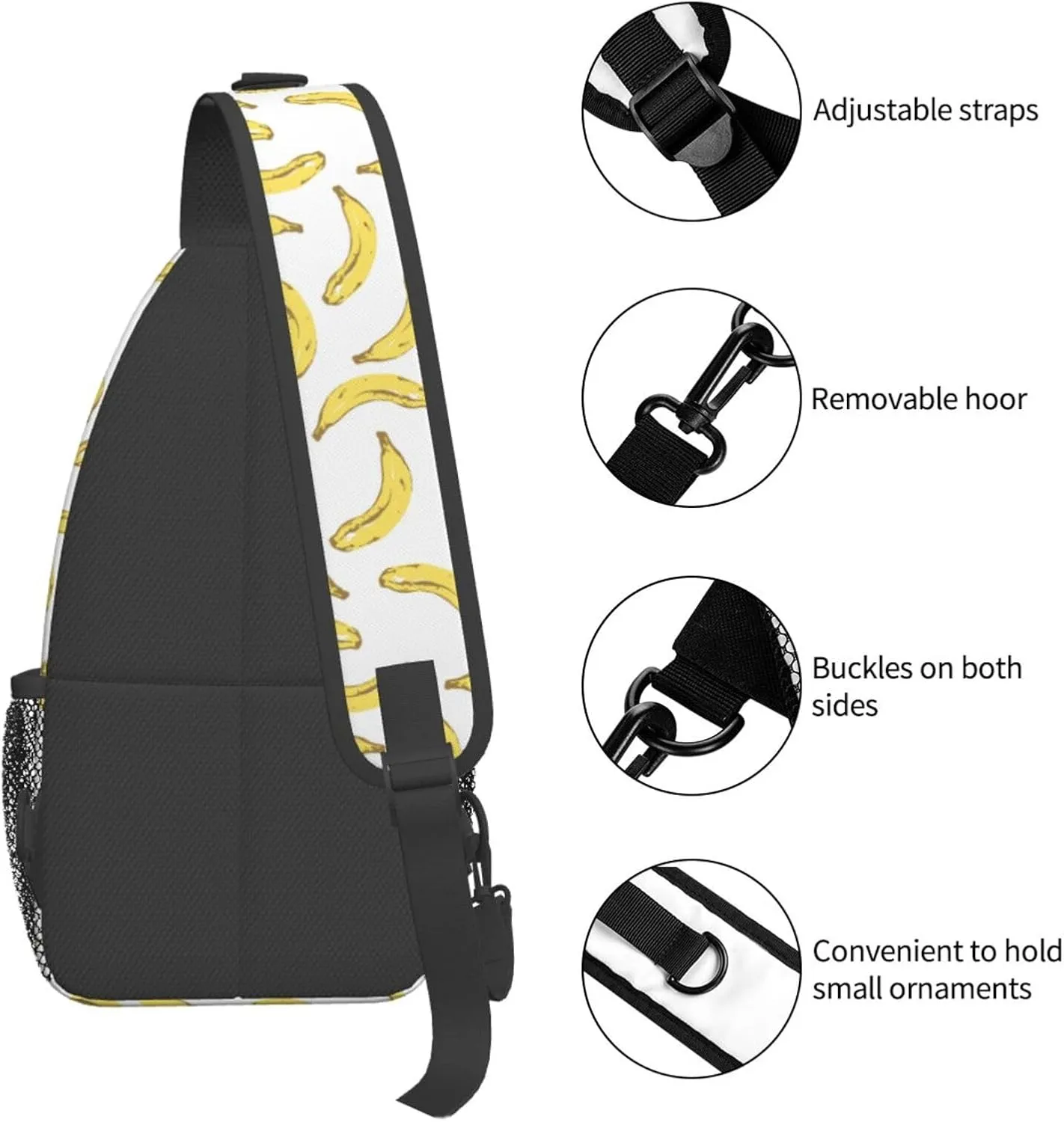 Banana Crossbody Sling Bag For Women Men Cute Chest Bag Shoulder Bag Sling Backpack Casual Sport Daypack For Travel Hiking