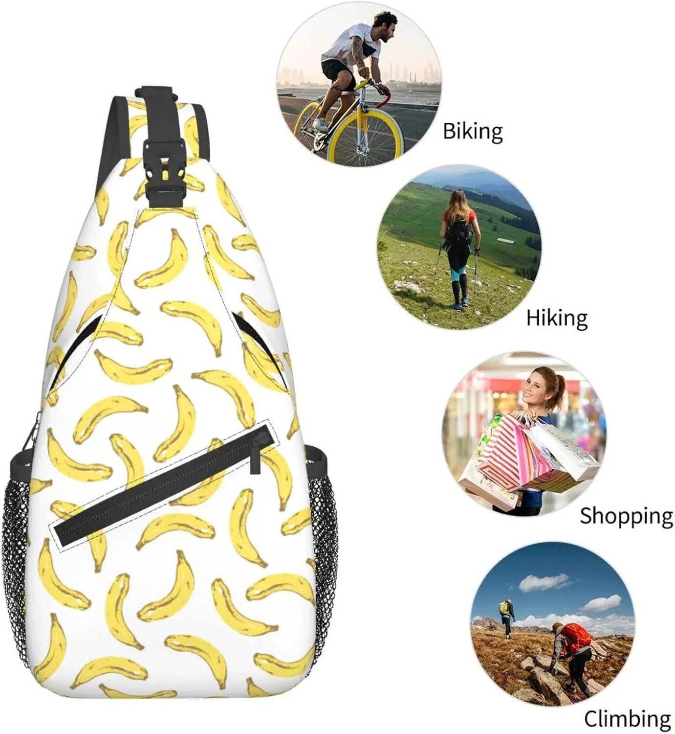 Banana Crossbody Sling Bag For Women Men Cute Chest Bag Shoulder Bag Sling Backpack Casual Sport Daypack For Travel Hiking