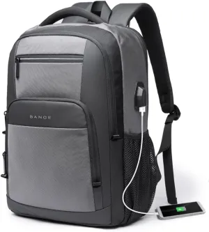 BANGE Travel Laptop Backpack with USB charge port can fit 15.6 Inch laptop for Men and Women (Grey)