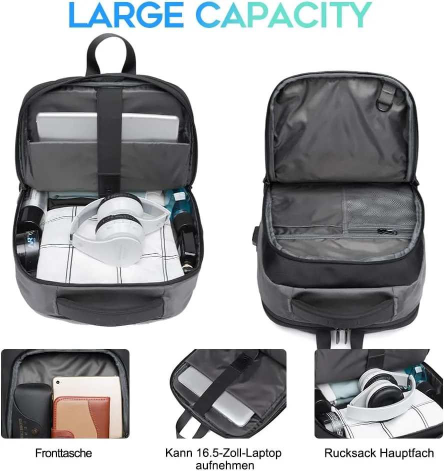 BANGE Travel Laptop Backpack with USB charge port can fit 15.6 Inch laptop for Men and Women (Grey)