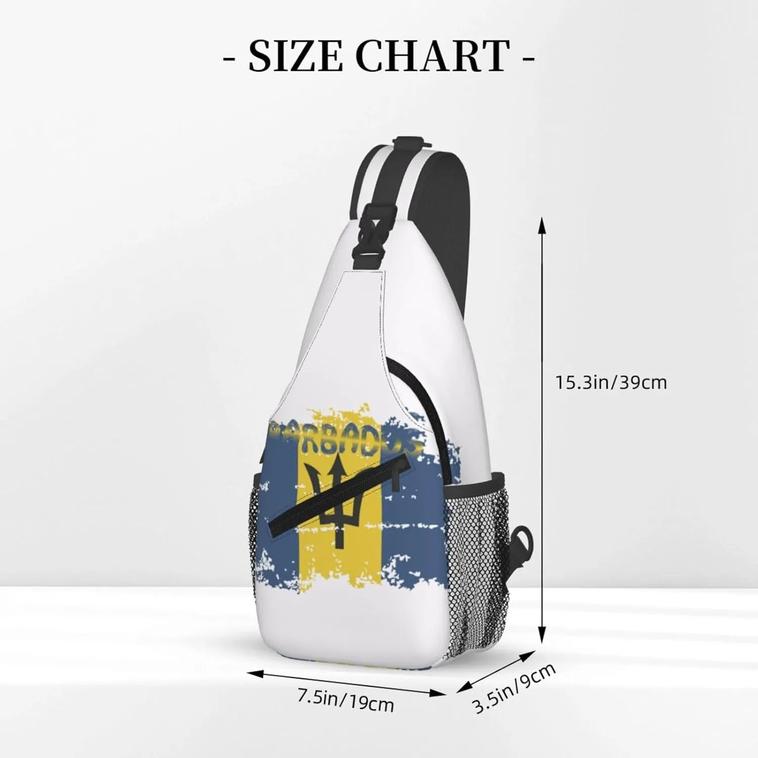 Barbados Shoulder Bag Barbados Flag Sling Backpack Daypack Casual Bag Barbadian Backpack Bag for Outdoor