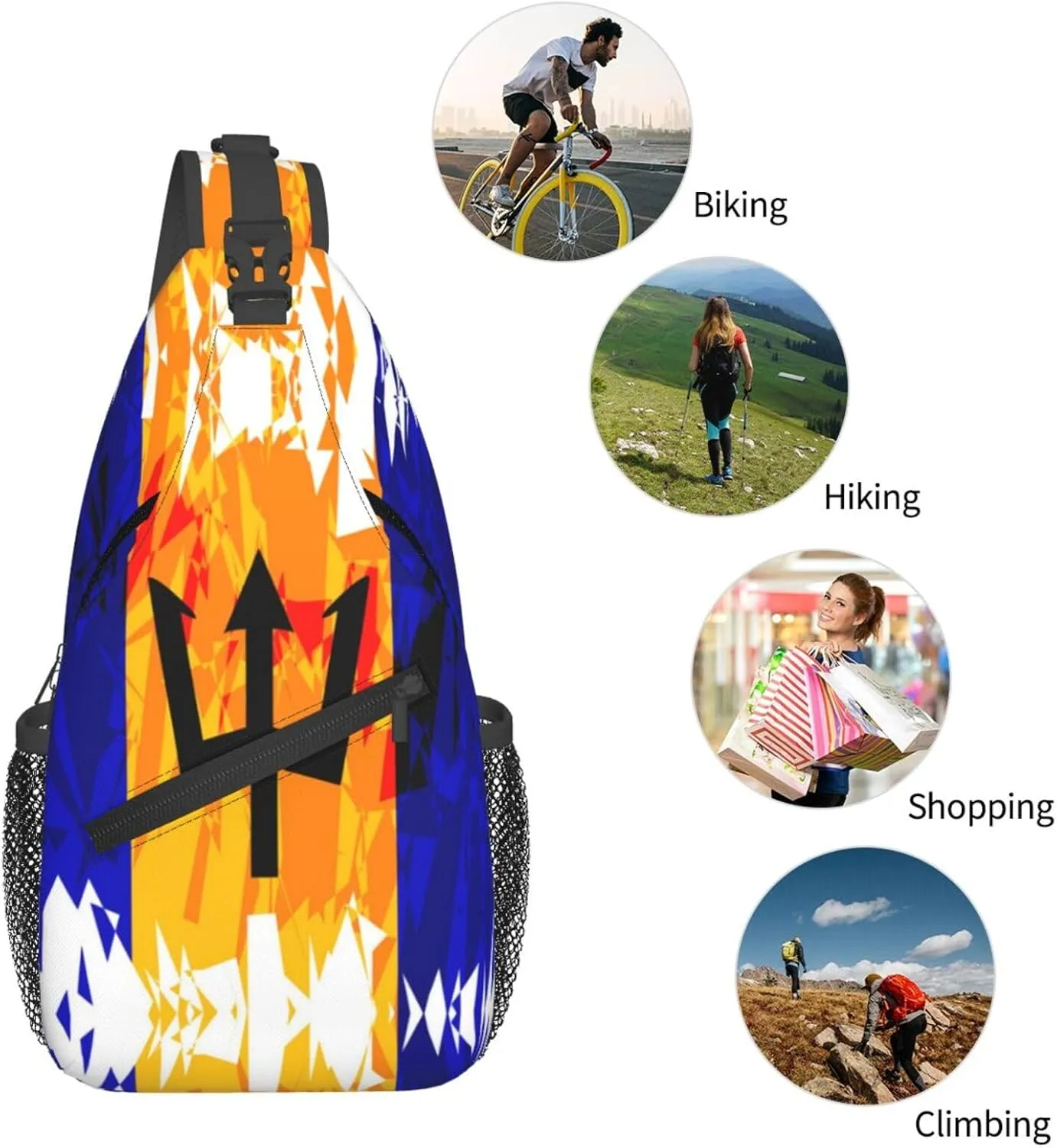 Barbados Shoulder Bag Barbados Flag Sling Backpack Daypack Casual Bag Barbadian Backpack Bag for Outdoor