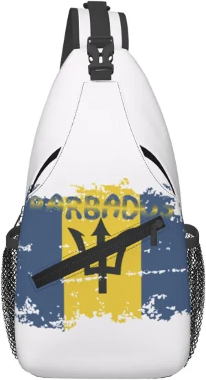 Barbados Shoulder Bag Barbados Flag Sling Backpack Daypack Casual Bag Barbadian Backpack Bag for Outdoor