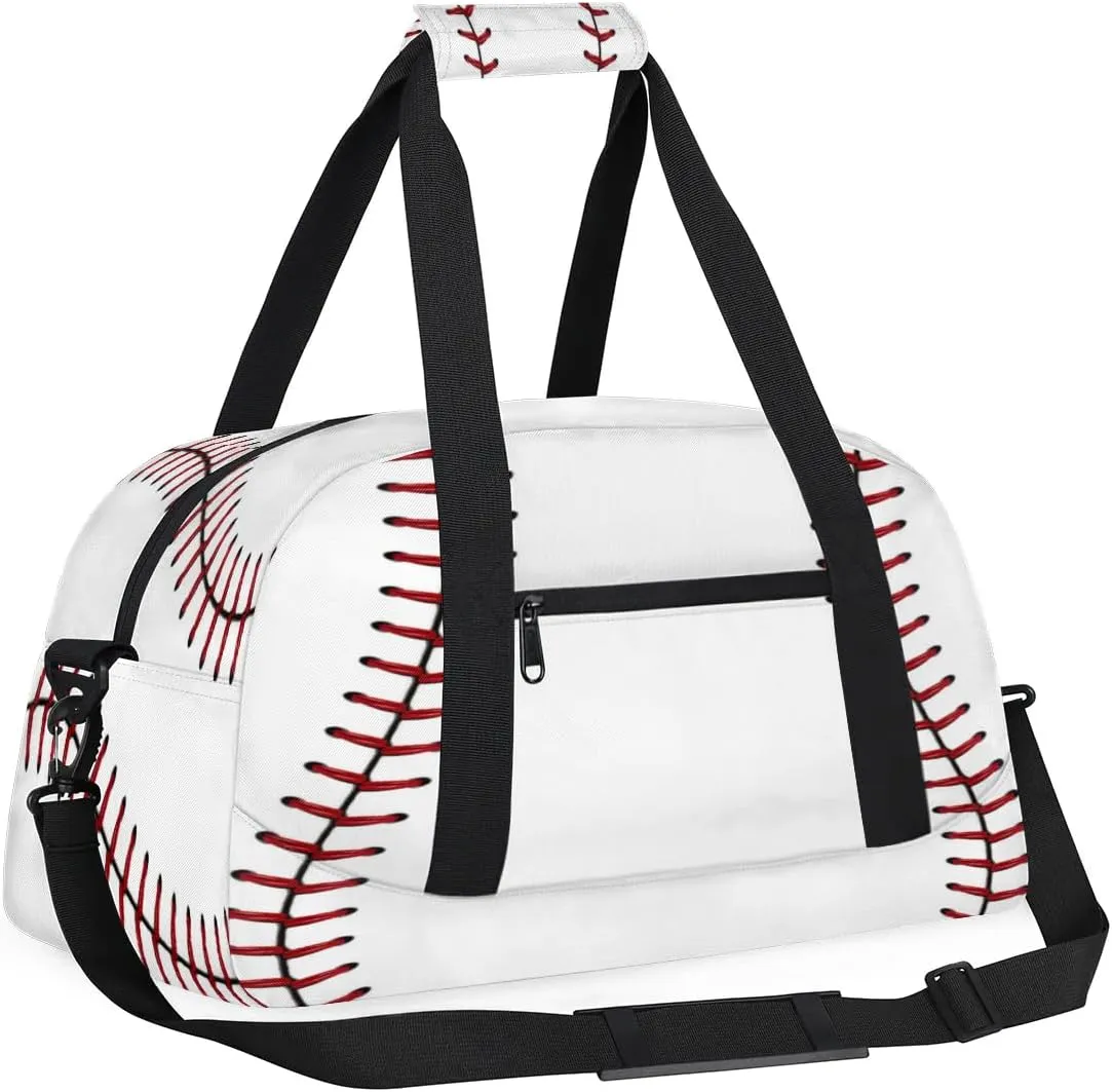 Baseball Kids Duffle Bags for Boys Girls, Baseball Texture Sport Gym Bag Waterproof Travel Overnight Weekender Bag Teen Dance Gymnastics Sleepover Bag