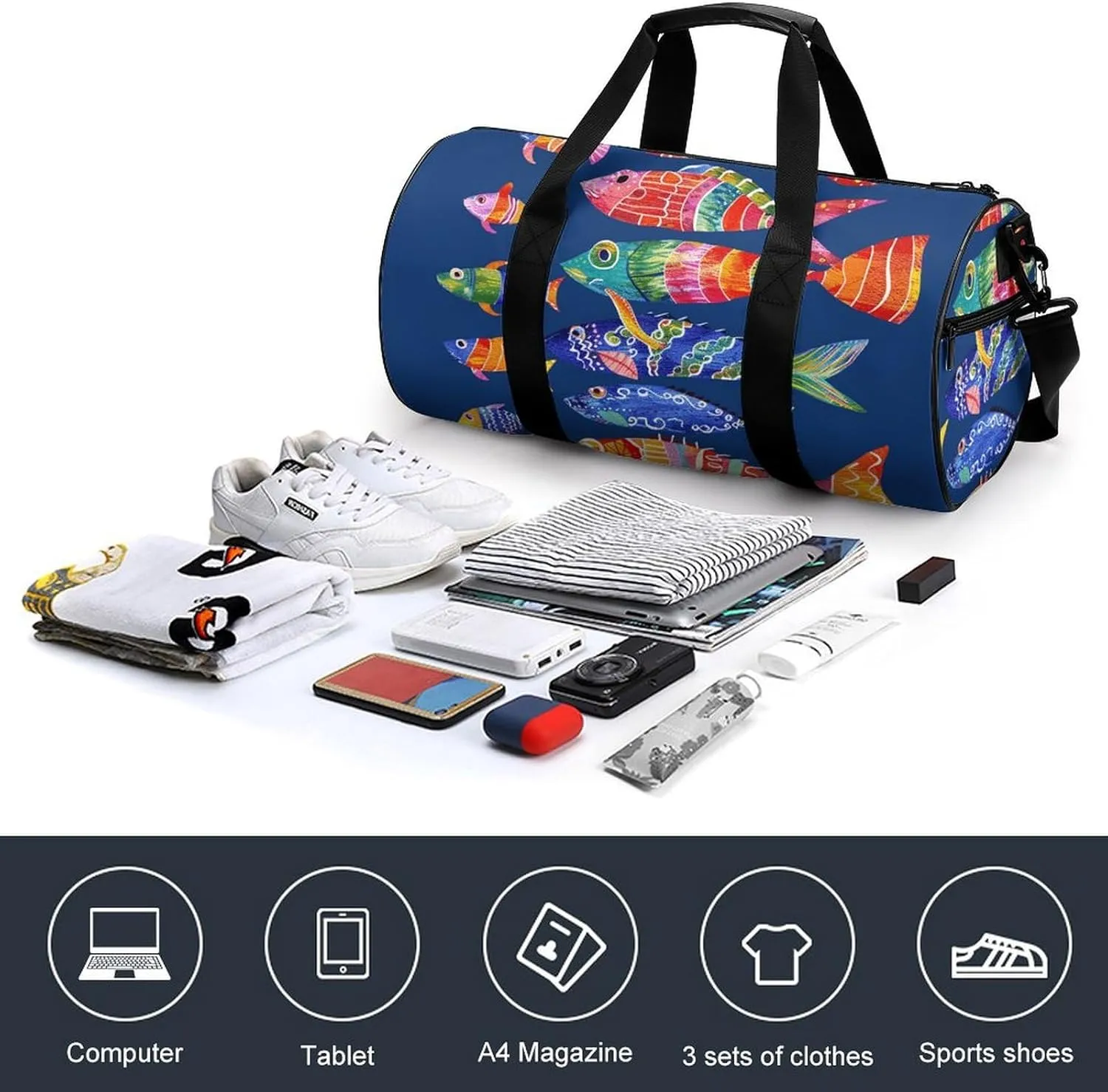 Batik Art Style Gym Bag Small Travel Duffle Bag with Compartment Carry On Weekender Bag for Women Men