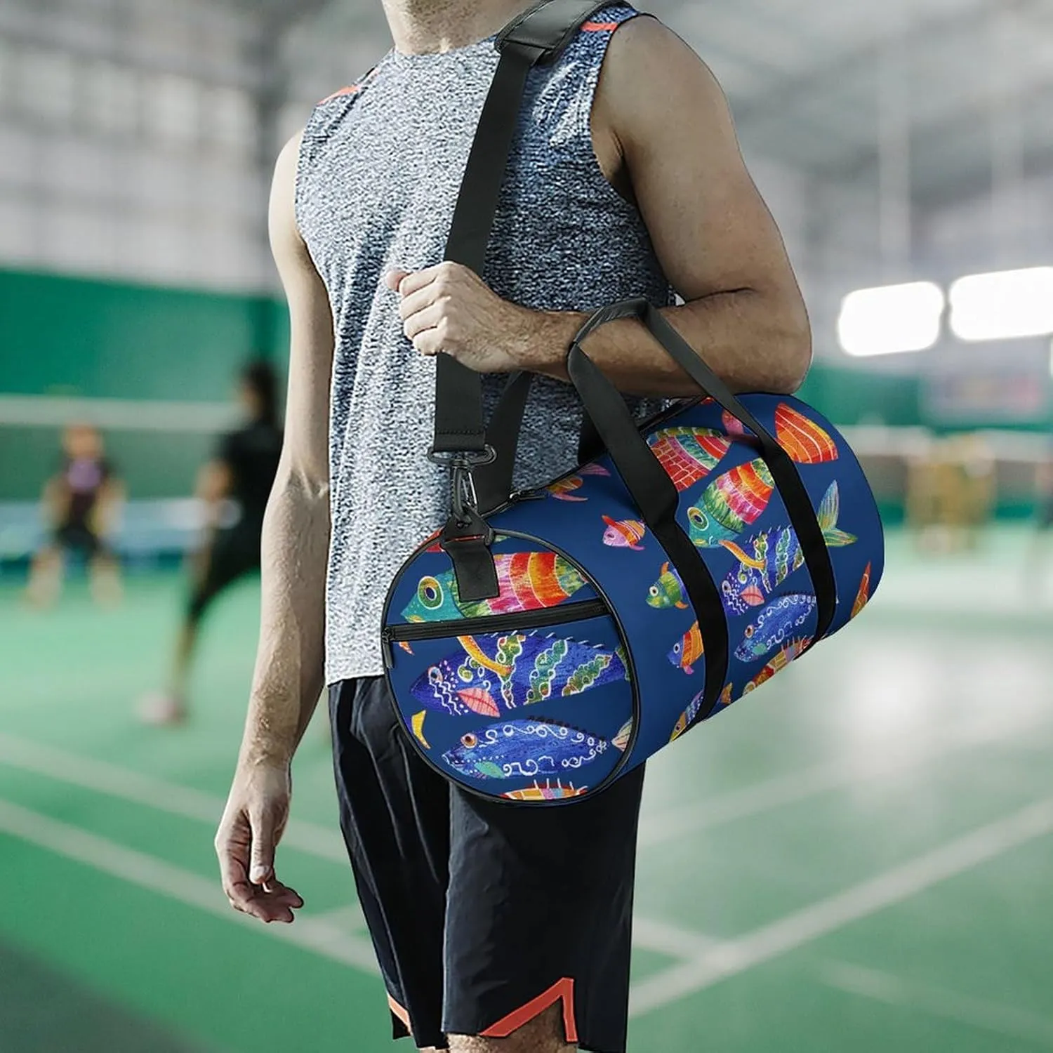 Batik Art Style Gym Bag Small Travel Duffle Bag with Compartment Carry On Weekender Bag for Women Men