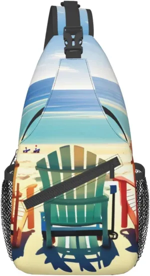 Beach Sunrise And Backlit Palm Tree Crossbody Bag Chest Shoulder Bag Small Casual Backpack Suitable For Women Men Hiking
