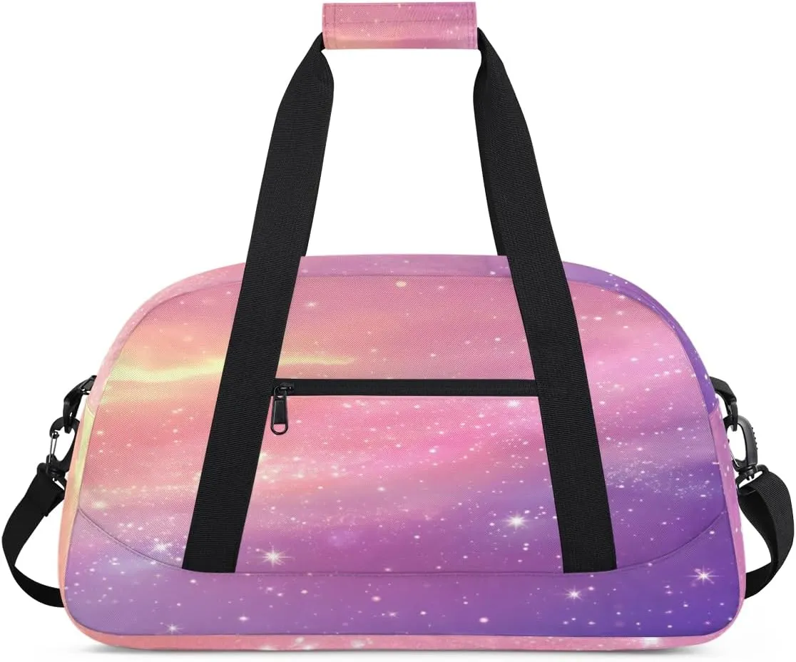 Beautiful Galaxy Gym Duffel Bag for Men Women Starry Sky Sports Tote Bag with Adjustable Shoulder Strap for Dance Gymnastics Traveling Outdoor Camping Overnight Stay
