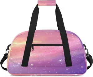 Beautiful Galaxy Gym Duffel Bag for Men Women Starry Sky Sports Tote Bag with Adjustable Shoulder Strap for Dance Gymnastics Traveling Outdoor Camping Overnight Stay