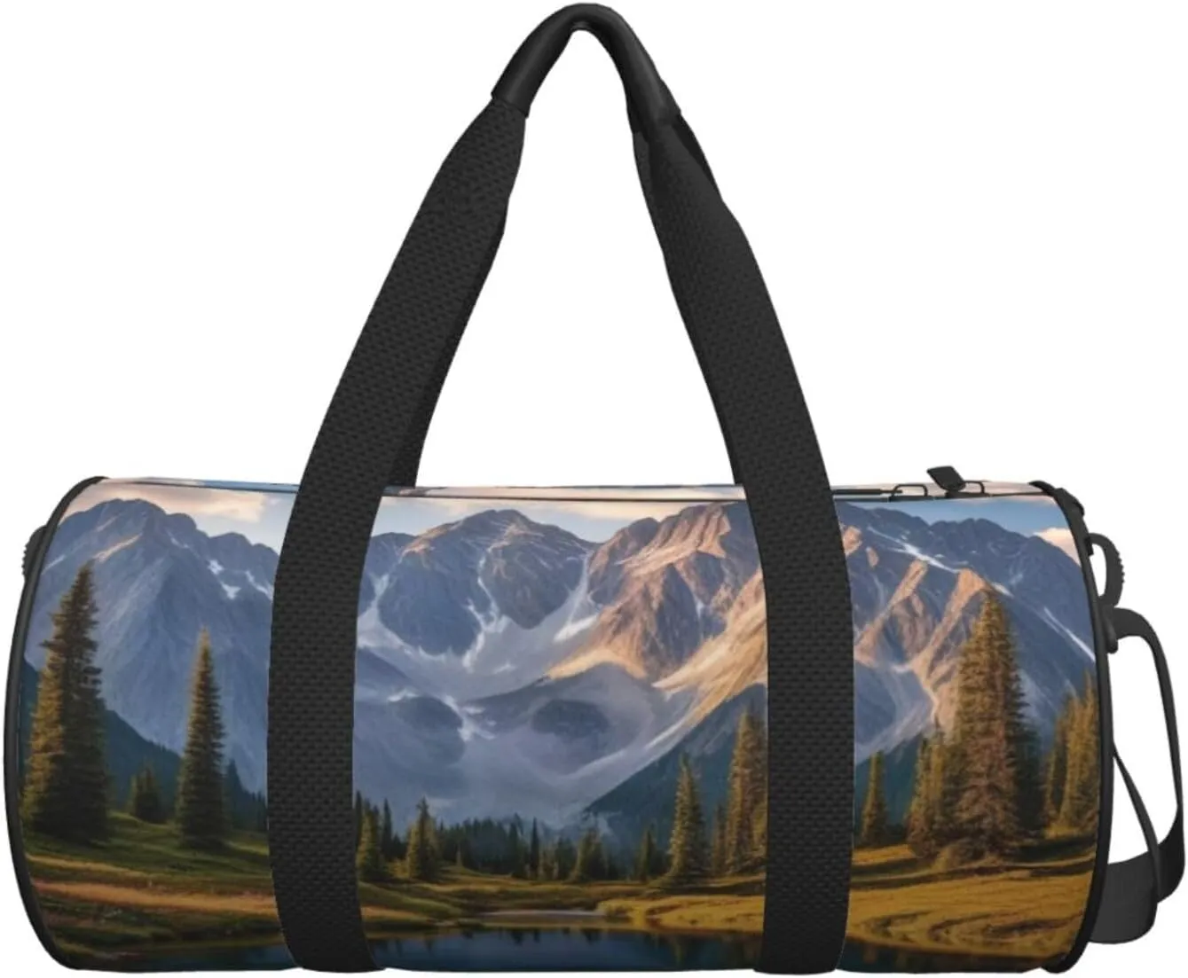 Beautiful Mountains Printed Travel Bag,Round Personal Item Storage bag,Foldie Duffel Bag for Traveling Vacation,Fitness,Sports