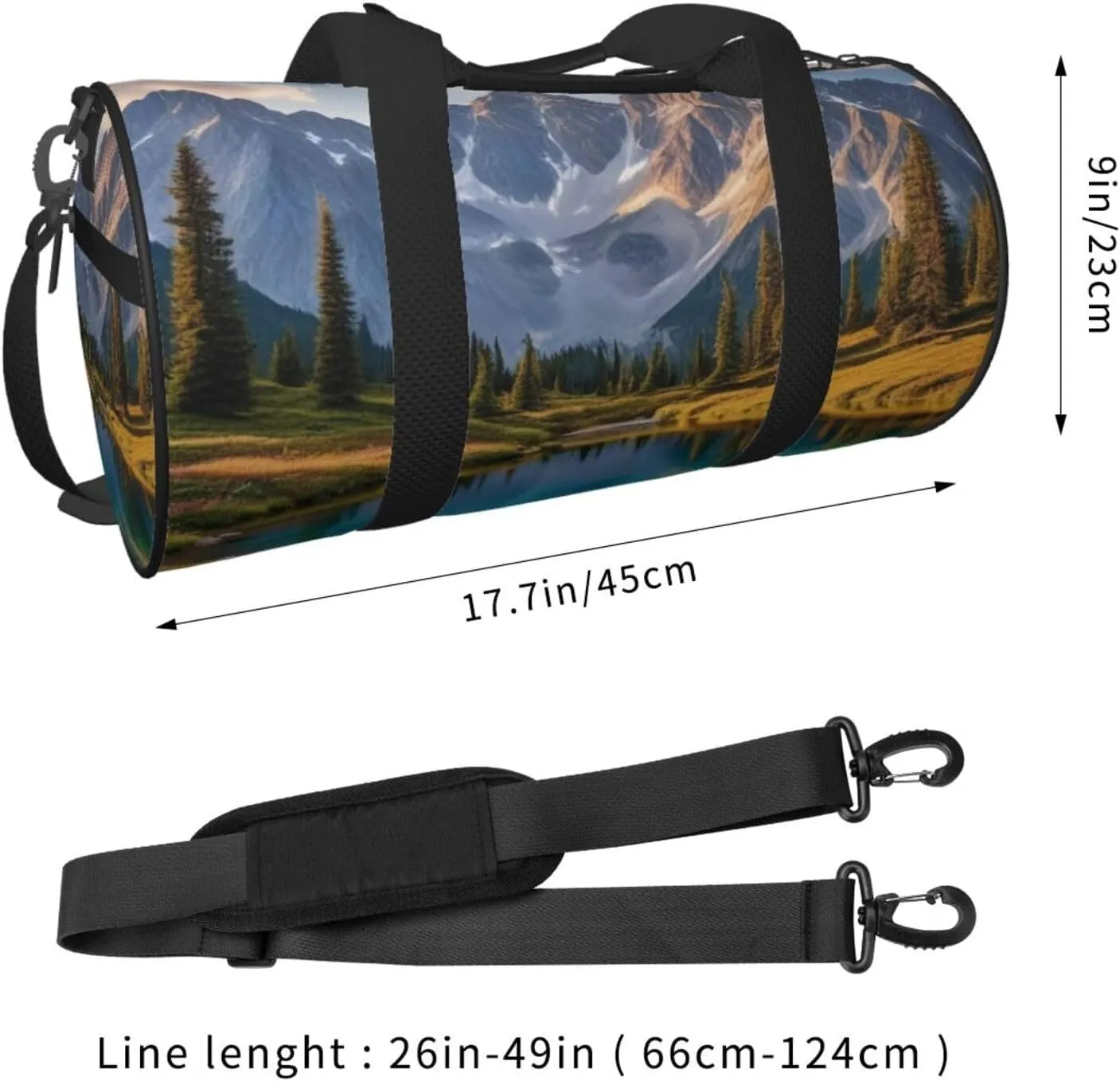 Beautiful Mountains Printed Travel Bag,Round Personal Item Storage bag,Foldie Duffel Bag for Traveling Vacation,Fitness,Sports