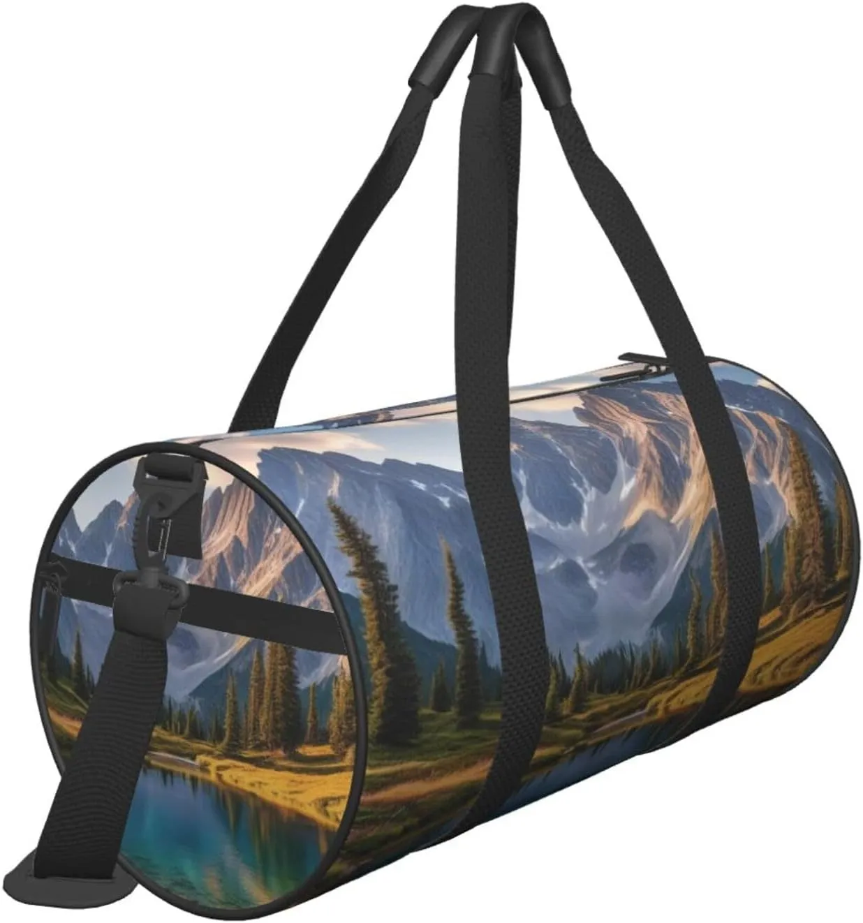 Beautiful Mountains Printed Travel Bag,Round Personal Item Storage bag,Foldie Duffel Bag for Traveling Vacation,Fitness,Sports