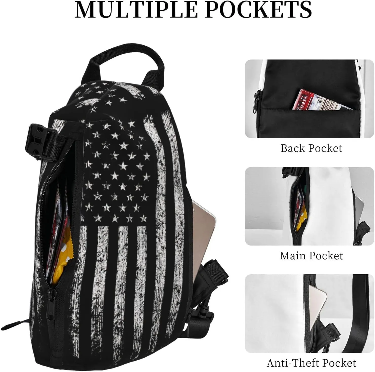 Beautiful Rainbow Colors Mermaid Print Lightweight Adjustable Crossbody Backpack Daypack For Men,Women Sling Bag