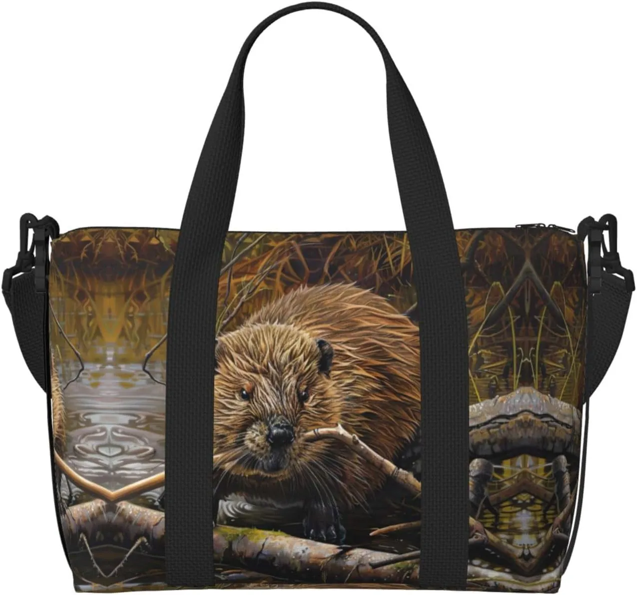 Beaver Working Print Fashionable Handbag Crossbody Bag,Perfect For Travel,Weekend Getaways And Daily Use