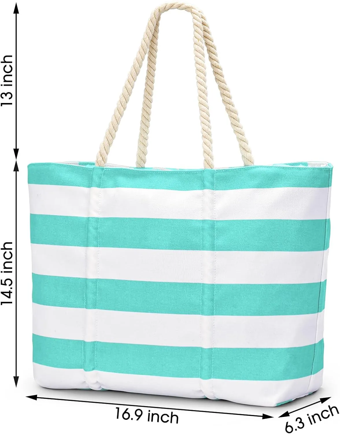 Becokan Beach Bag Large Waterproof Sandproof Canvas Beach Tote Bag with Zipper Swim Pool Bag Travel Essentials