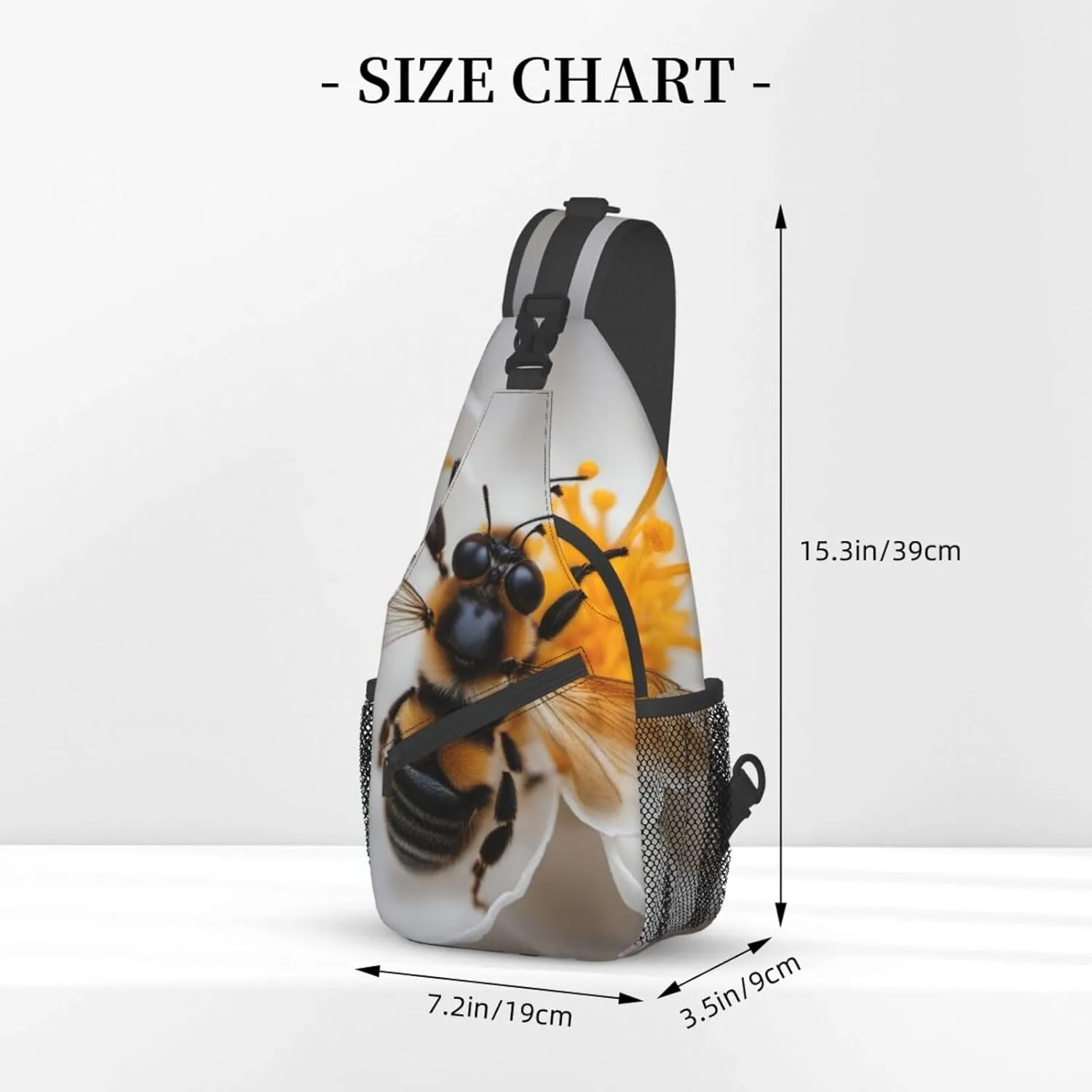 Bee On Honeycomb Shoulder Bag Crossbody Backpack Chest Bag Lightweight Sling Daypackstravel Hiking Cycling For Men Women
