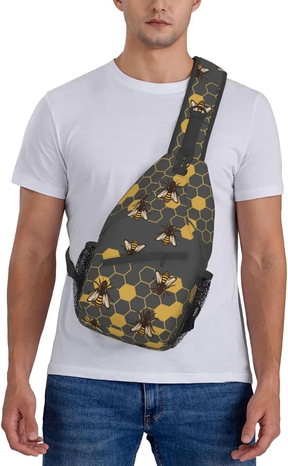 Bee Sling Bag Crossbody Travel Hiking Backpack Daypack for Women Men Unisex，Shoulder Chest Bags Cycling Gym