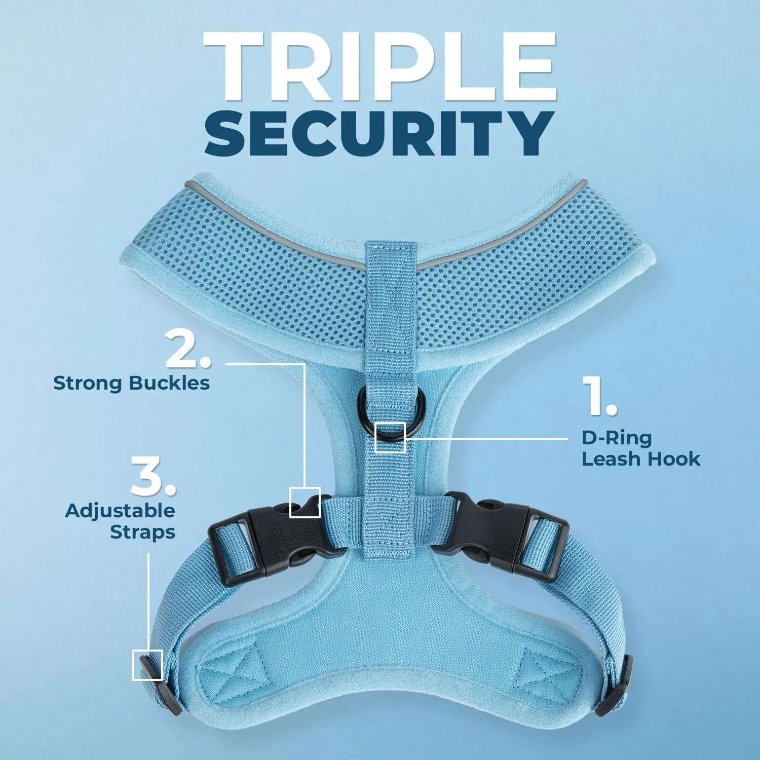 Best Pet Supplies Voyager Aerolite No Pull Mesh Dog Harness, Reflective Stitching, Breathable Harness, Adjustable for Walking, Training, Running, Heavy Duty and Durable, Baby Blue, S