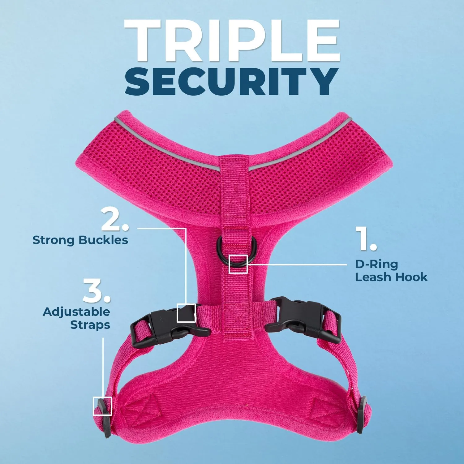 Best Pet Supplies Voyager Aerolite No Pull Mesh Dog Harness, Reflective Stitching, Breathable Harness, Adjustable for Walking, Training, Running, Heavy Duty and Durable, Fuchsia, M