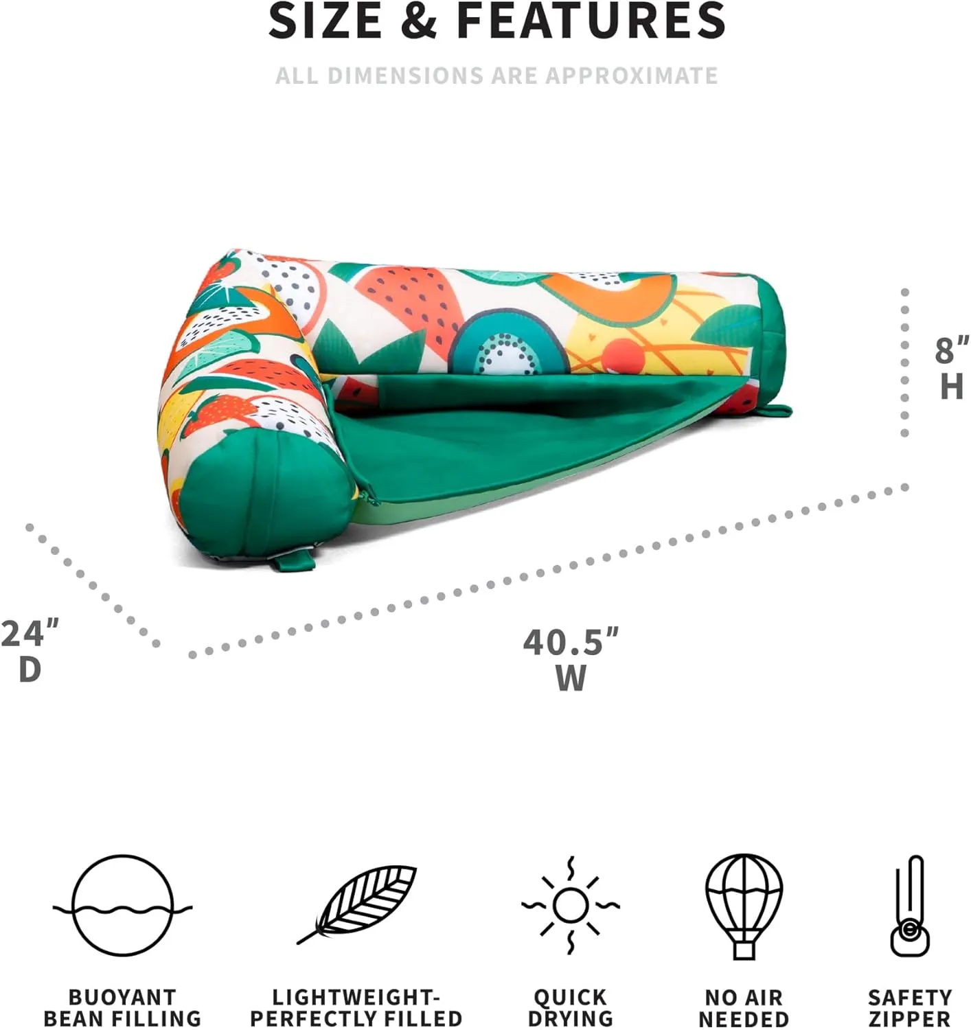 Big Joe Noodle Sling, No Inflation Needed, Pool Float with Armrests, Quick Draining Fabric, Cup Holder