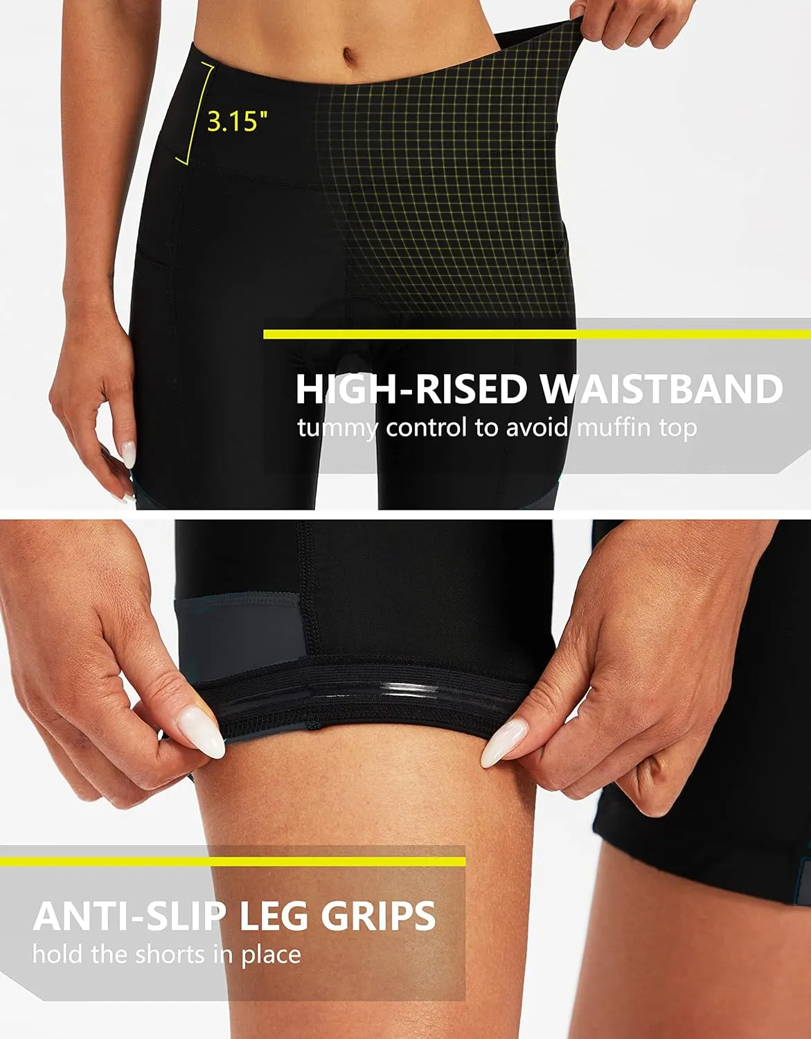 Bikewa Women's 4D Padded Bike Shorts Cycling Riding Road Biking Bicycle Cycle Shorts for Women Zipper Pockets