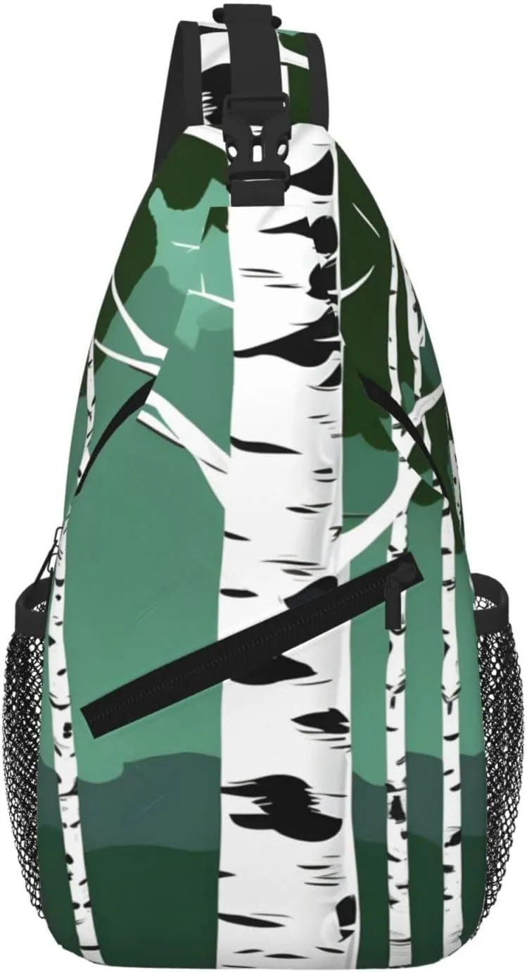 Birch Trees Men Casual Diagonal Chest Bag Cross Package Diagonally Women Travel Satchel Single Shoulder Bag