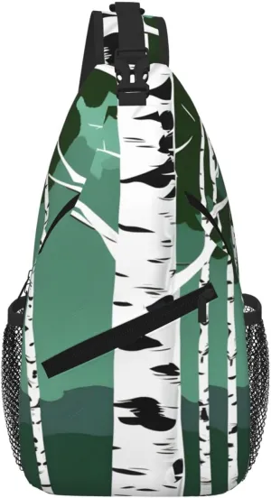 Birch Trees Men Casual Diagonal Chest Bag Cross Package Diagonally Women Travel Satchel Single Shoulder Bag