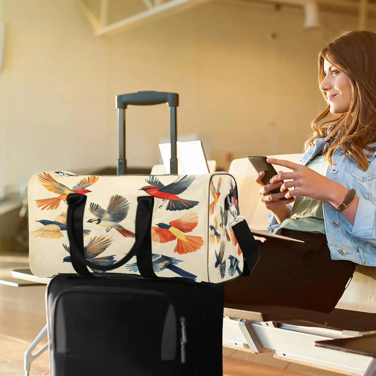 Bird Duffle Bag for Travel, Overnight Weekend Gym Carry On Luggage Bag, Funny Travel Duffel Bag for Men Women
